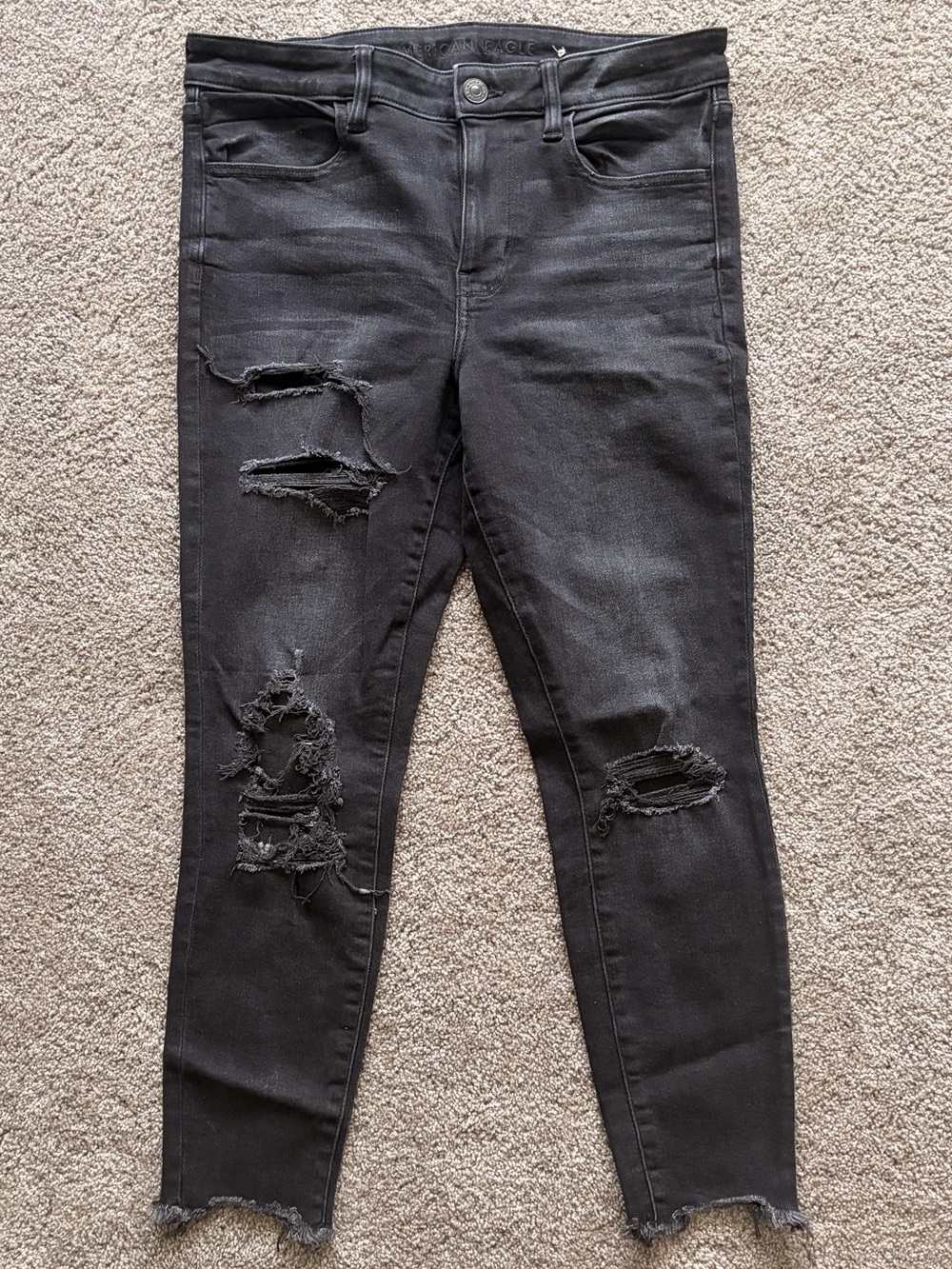 American Eagle Outfitters Black Distressed Skinny Jeans
